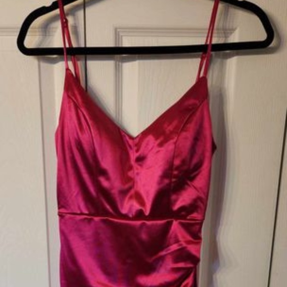 Hot Pink Satin Formal M dress - Picture 1 of 5